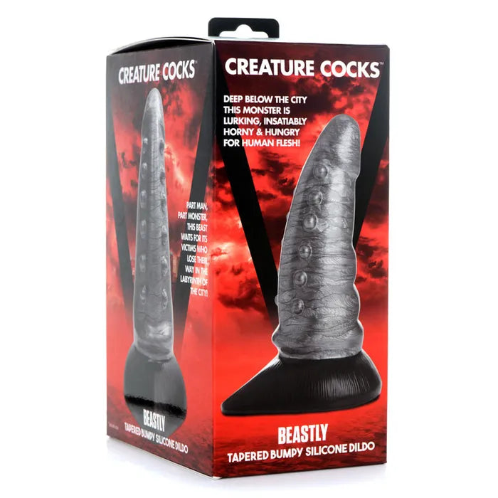 XR Brands Creature Cocks Beastly Tapered Bumpy Silicone Dildo 21cm Silver XR Brands