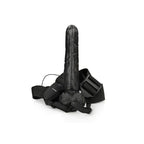 REALROCK Vibrating Hollow Strapon + Balls - 23cm Black - Black 23 cm Vibrating Hollow Strap-On Shots Toys