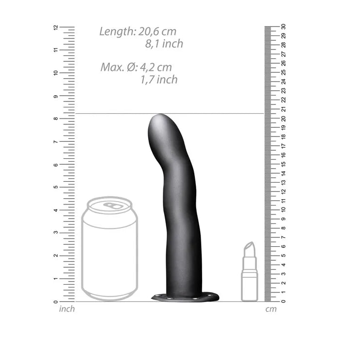 OUCH! Curved Hollow Strap-on - 8in/20cm - Gunmetal Grey 20 cm Hollow Strap-On Shots Toys