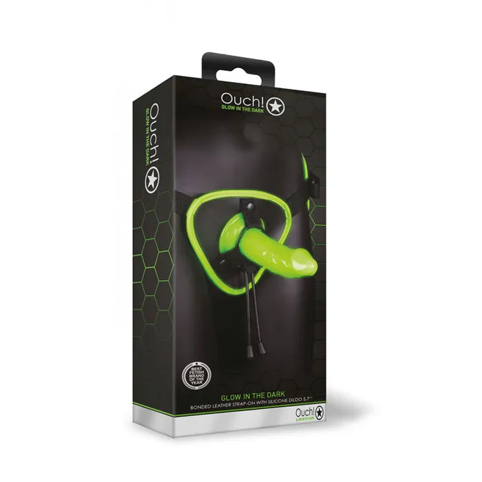 OUCH! Glow In The Dark Strap-on Harness - Glow in Dark 14.5 cm Strap-On Shots Toys