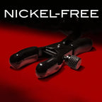 Blush Novelties Noir Pom Adjustable Furry Nipple Clamps Blush Novelties