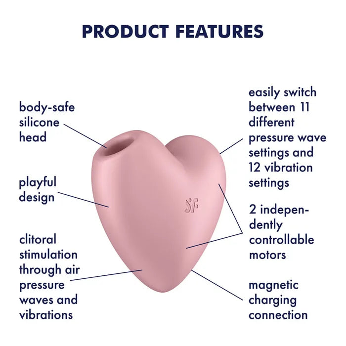 Satisfyer Cutie Heart USB Rechargeable Air Pulsation Stimulator With Vibration Satisfyer