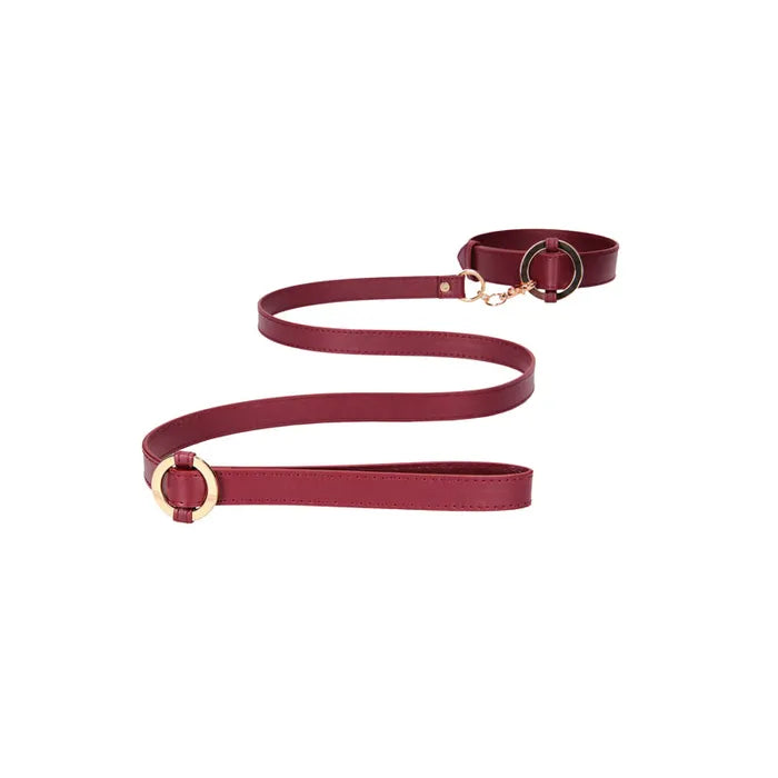 OUCH! Halo Collar With Leash Restraint Burgundy Shots Toys
