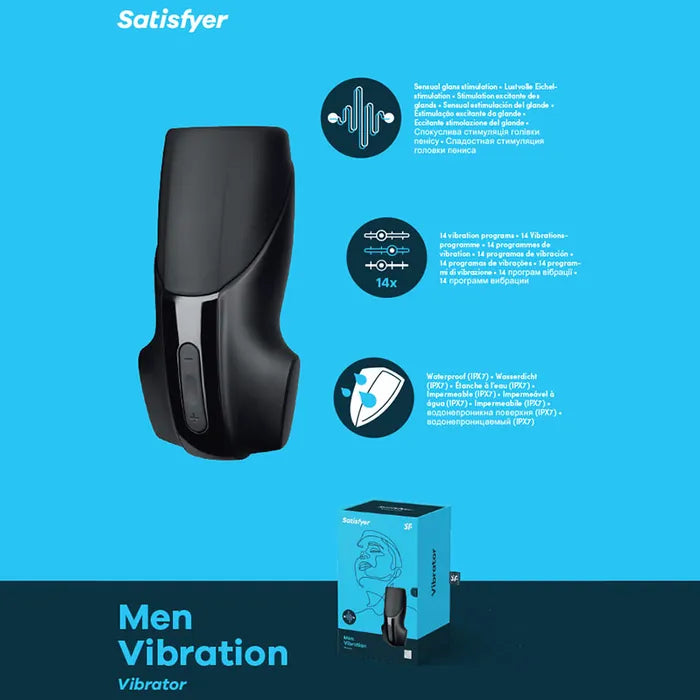 Satisfyer Men Vibration USB Rechargeable Masturbator Black