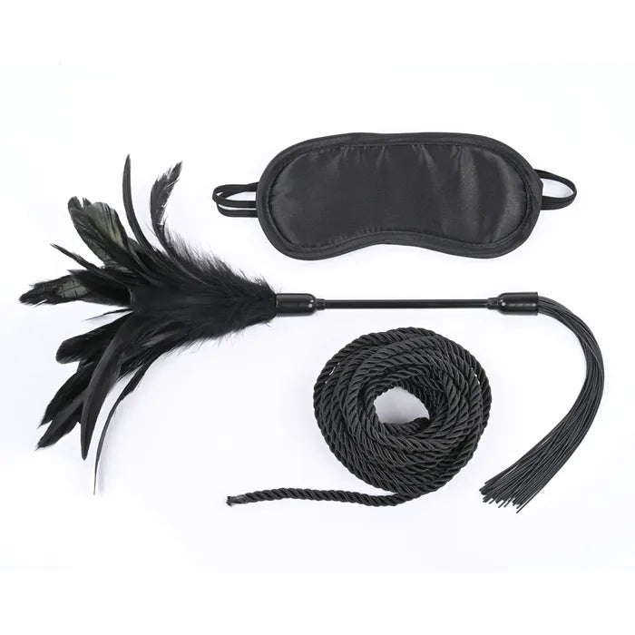 Sex & Mischief Shadow Tie & Tickle Kit Beginners Bondage Kit Black Sportsheets