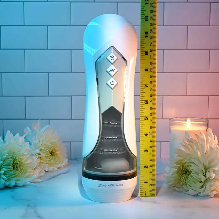 Zero Tolerance STROKING BUDDY USB Rechargeable Vibrating & Thrusting Stroker White Zero Tolerance