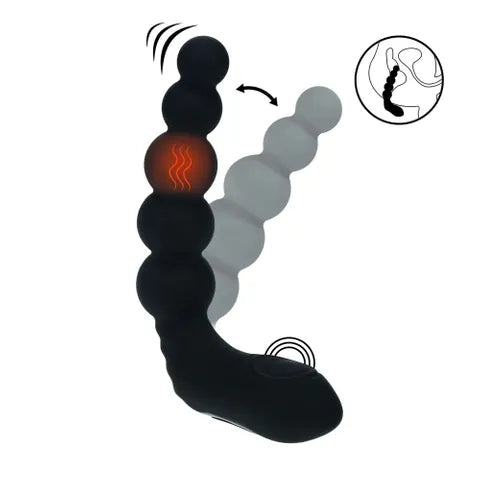 Shots Toys LEVELZ Rechargeable Beaded Heating + Vibrating Prostate Massager Black Shots Toys