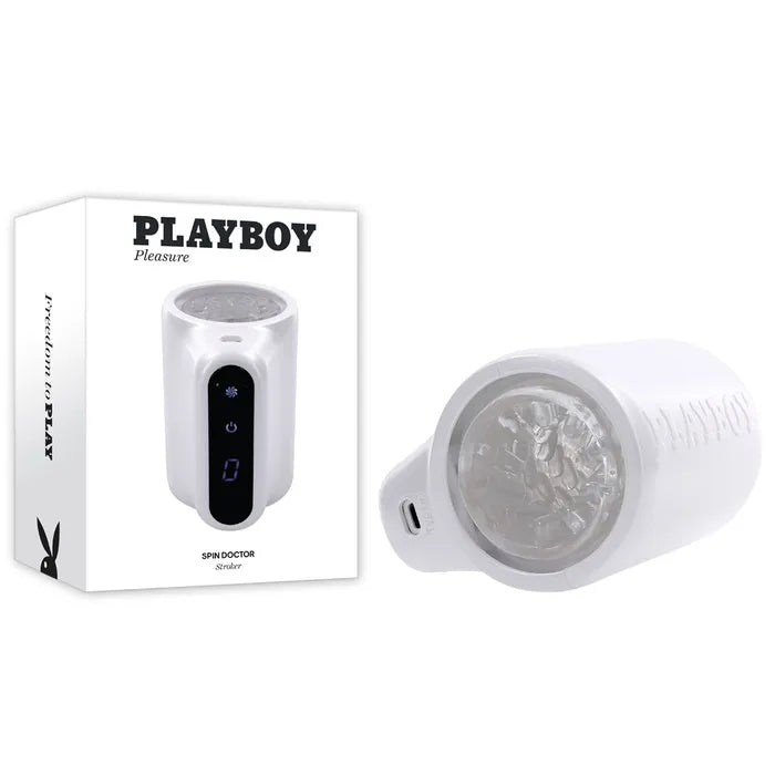 Playboy Pleasure SPIN DOCTOR USB Rechargeable Vibrating & Spinning Stroker White