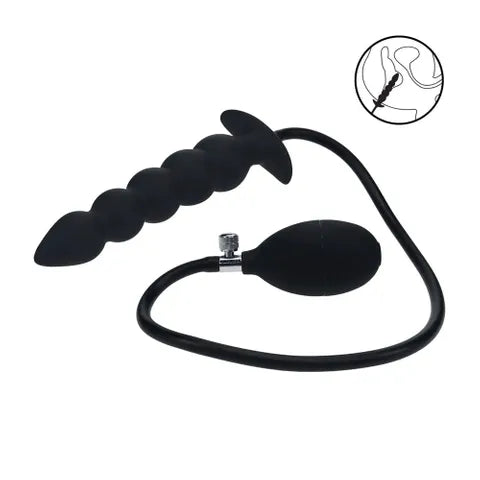 Shots Toys LEVELZ Beaded Inflatable Anal Plug Black Shots Toys