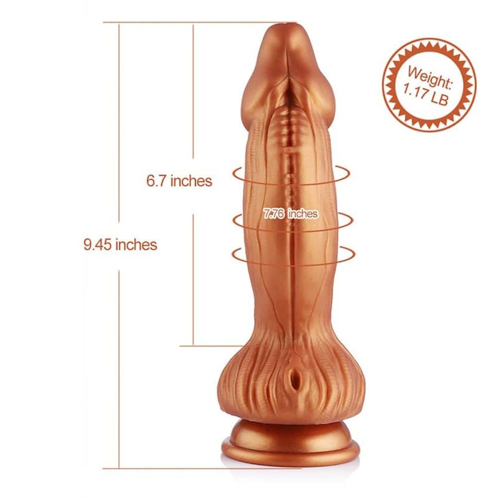 HiSmith Silicone Gold Monster Fantasy Dildo (KlicLok) 9.45 Inch HiSmith