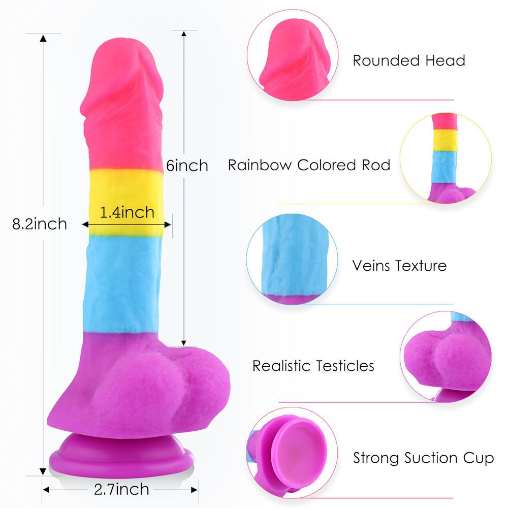 HiSmith Rainbow Silicone Fantasy Dildo 8.2 Inch HiSmith