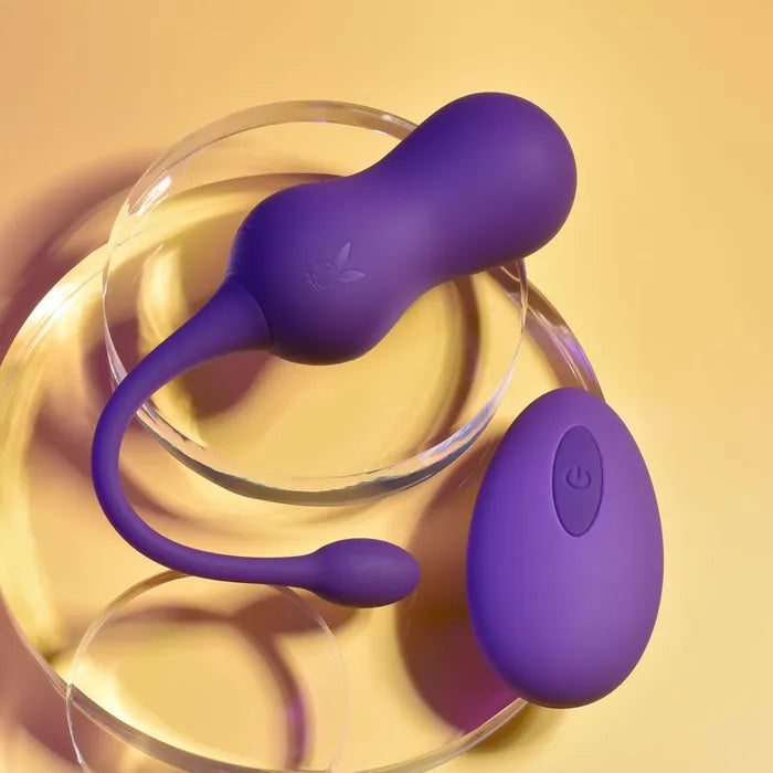 Playboy Pleasure DOUBLE TIME USB Rechargeable Vibrating Kegel Balls Purple Playboy Pleasure