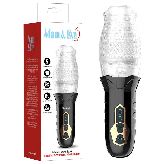 Adam & Eve Adam's Gawk Gawk USB Rechargeable Rotating Masturbator Clear