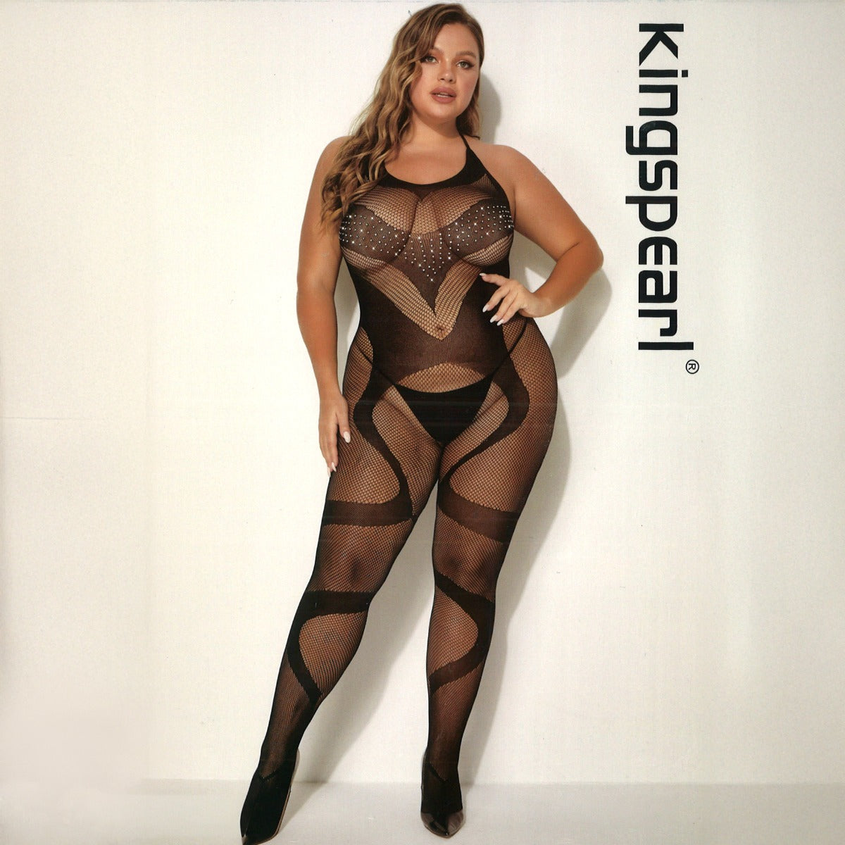 Kingspearl Full Bodystocking With Front Rhinestones Queen Main image