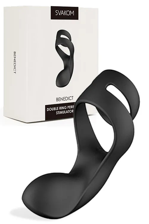 Svakom Benedict Vibrating Double Ring Perineum Stimulator Vibrating Cock Ring Black SVAKOM Main image
