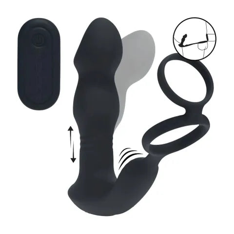 Shots Toys LEVELZ Remote Controlled Prostate Stimulator With Cock Ring Black Shots Toys