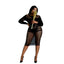 Moonlight Lingerie Long Sleeve Lace Dress Black Plus Size Moonlight Lingerie
