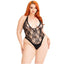 Leg Avenue Floral Lace Deep V Teddy Plus Size Leg Avenue