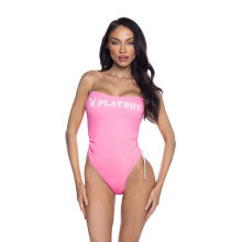 PlayBoy Pink 1 Piece Swimsuit with Ruched Side Ties Main image