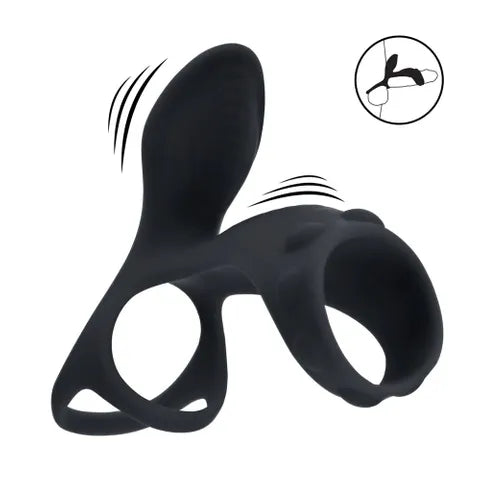 Shots Toys LEVELZ USB Rechargeable Vibrating Cock & Ball Ring With Shaft Loop Black Shots Toys